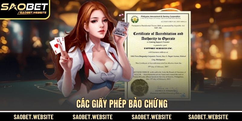 Các giấy phép và chứng chỉ hợp pháp của Saobet